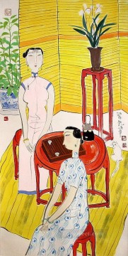  Chinese Oil Painting - Hu yongkai Chinese lady 6